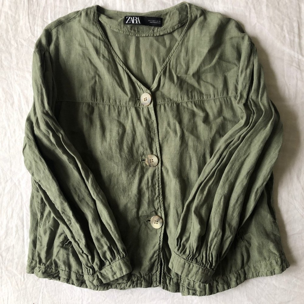 Sage green Zara linen shirt
